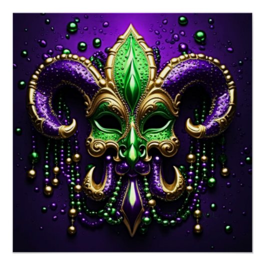Mardi Gras Lilie Design Poster (Vorderseite)