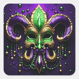 Mardi Gras Lilie Design Quadratischer Aufkleber
