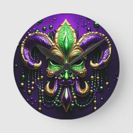 Mardi Gras Lilie Design Runde Wanduhr