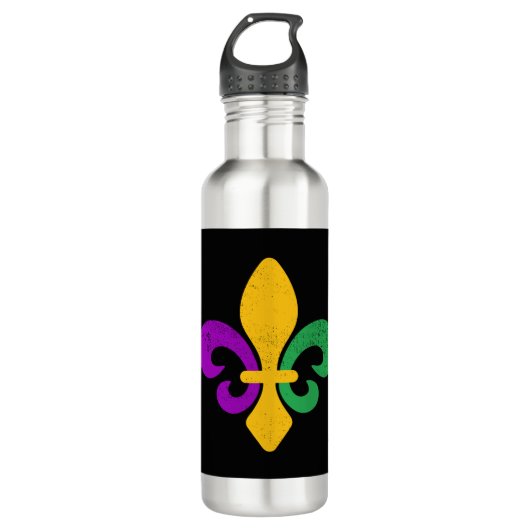 Mardi Gras Lilie Edelstahlflasche (Vorderseite)