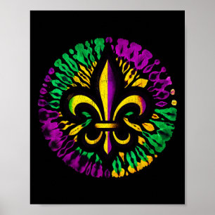Mardi Gras Lilie Gefärbte Krawatte Männer Karneval Poster