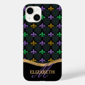 Mardi Gras Lilie Imitats Glitzer Monogram Case-Mate iPhone Hülle (Rückseite)
