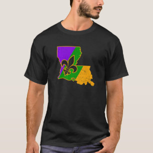 Mardi Gras Lilie Louisiana Karte New Orleans T-Shirt