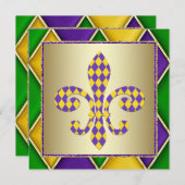 Mardi Gras Lilie Mardi Gras Party Einladung (Vorne/Hinten)