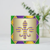 Mardi Gras Lilie Mardi Gras Party Einladung (Stehend Vorderseite)