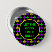 Mardi Gras Lilie Muster Benutzerdefinierter Text Button (Vorne & Hinten)