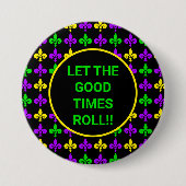 Mardi Gras Lilie Muster Benutzerdefinierter Text Button (Vorderseite)