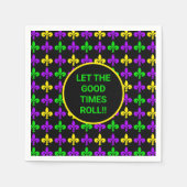 Mardi Gras Lilie Muster Benutzerdefinierter Text Serviette (Vorderseite)