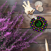 Mardi Gras Lilie Muster Custom Monogram Schlüsselanhänger