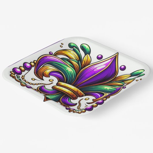Mardi Gras Lilie Pappteller (Gewinkelt)