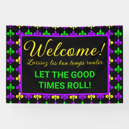 Mardi Gras Lilie Party Banner (Horizontal)