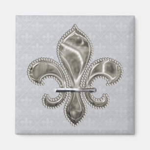 Mardi Gras Lilie Pattern in Grau Magnet