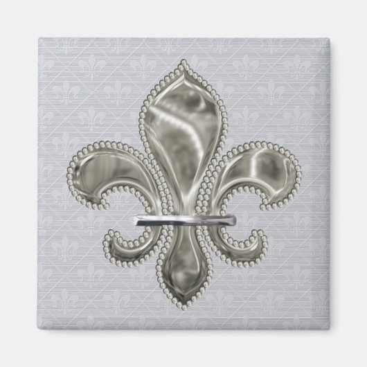 Mardi Gras Lilie Pattern in Grau Magnet (Vorne)