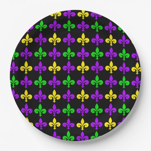Mardi Gras Lilie Pattern Pappteller (Vorderseite)