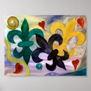 Mardi Gras Lilie Print Poster