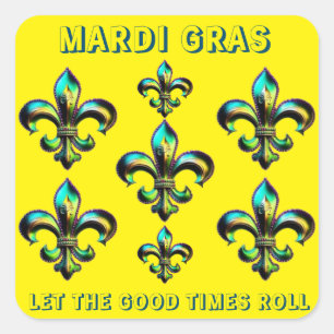 Mardi Gras Lilie Quadratischer Aufkleber