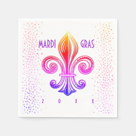 Mardi Gras Lilie Rainbow Confetti Serviette (Vorderseite)