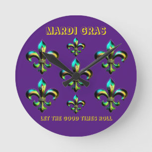 Mardi Gras Lilie Runde Wanduhr