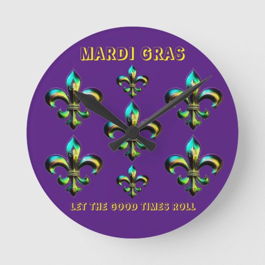Mardi Gras Lilie Runde Wanduhr (Vorderseite)