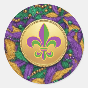 Mardi Gras Lilie Runder Aufkleber