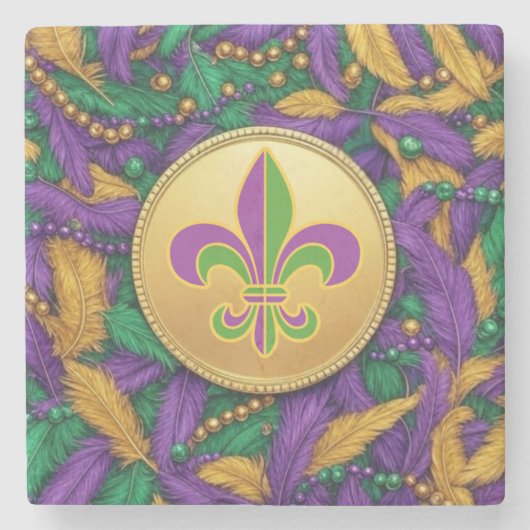 Mardi Gras Lilie Steinuntersetzer (Vorderseite)