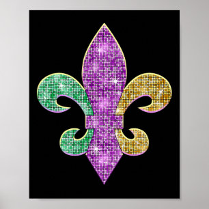 Mardi Gras Lilie Symbol Louisiana Carnival Poster
