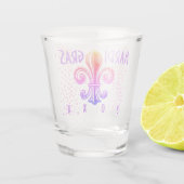 Mardi Gras Lilie Typografie Lila Pink Schnapsglas (Rückseite)