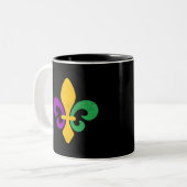 Mardi Gras Lilie Zweifarbige Tasse (Vorderseite Links)