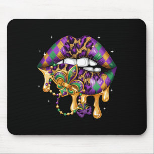 Mardi Gras Lippen Frauen Mädchen Fleur De Lis Kost Mousepad