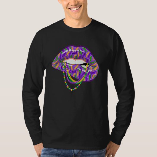 Mardi Gras Lips Fleur De Lys Fat Tuesday Parade 1 T-Shirt (Vorderseite)