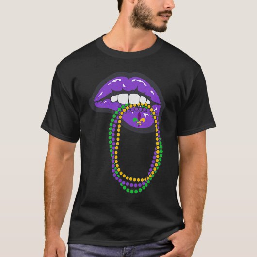 Mardi Gras Lips for Women Lips Queen Carnival Cost T-Shirt (Vorderseite)
