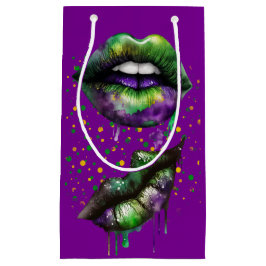 MARDI GRAS LIPS IN LILA GOLD GRÜNEN KLEINE GESCHENKTÜTE