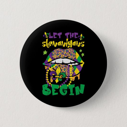 Mardi Gras Lips Lass Shenanigans Funny Funny Women Button (Vorderseite)