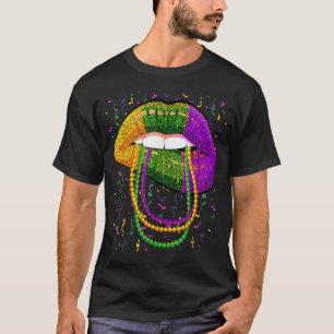 Mardi Gras Lips Queen Beads Outfit für Damen Carni T-Shirt