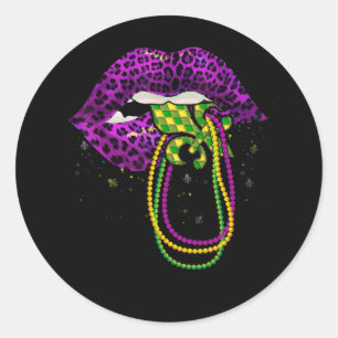 Mardi Gras Lips Queen Fat Beat Dienstag New Orlean Runder Aufkleber