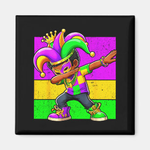 Mardi Gras lustiger Dabbing schwarzer Junge Narren Magnet