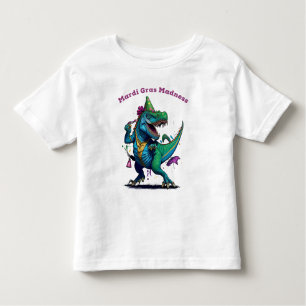Mardi Gras Madness T Rex Dinosaur Bead Mardi Grawr Kleinkind T-shirt