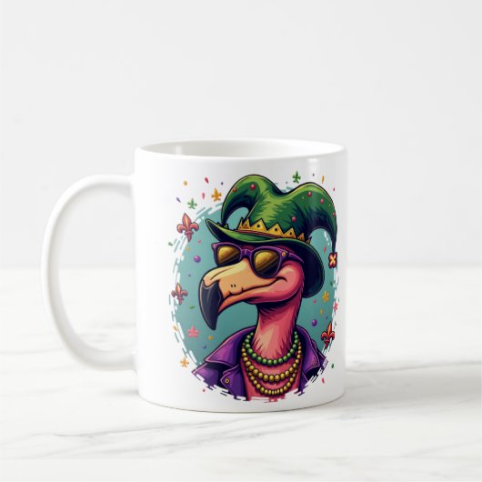 Mardi Gras Magic: Der spielerisch rosa Flamingo Kaffeetasse (Links)
