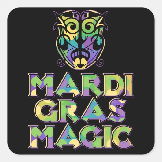 Mardi Gras Magic Mask Quadratischer Aufkleber (Vorderseite)