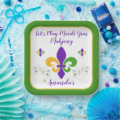 Mardi Gras Mahjong NAME Green Gold Purple Fleur de Pappteller (Party)