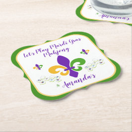 Mardi Gras Mahjong NAME Green Gold Purple Fleur de Untersetzer