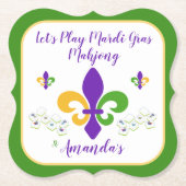 Mardi Gras Mahjong NAME Green Gold Purple Fleur de Untersetzer (Vorderseite)