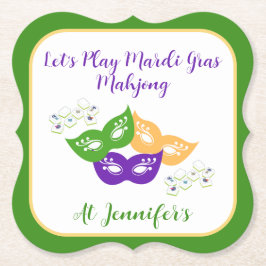Mardi Gras Mahjong PERSONALIZE Green Gold Purple  Untersetzer