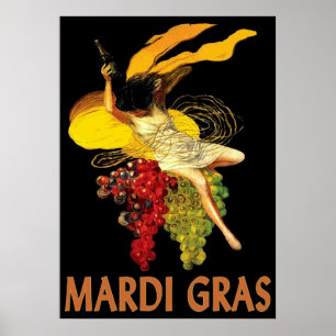 Mardi Gras Maid with Grapes Poster