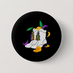 Mardi Gras Majorette Boots Funny Paradies Festival Button