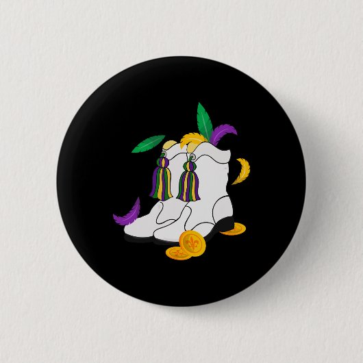 Mardi Gras Majorette Boots Funny Paradies Festival Button (Vorderseite)