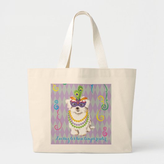 Mardi Gras Maltese Jumbo Stoffbeutel (Vorne)