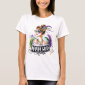 Mardi Gras Mama Messy Bun Hair Glasses Happy Mardi T-Shirt (Vorderseite)