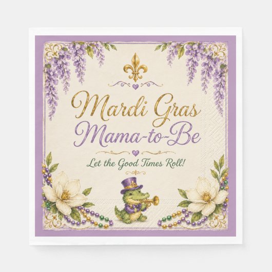 Mardi Gras Mama-to-Be Babyshower Servietten (Vorderseite)