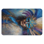Mardi Gras Man in Feather Headmaske Text Magnet (Horizontal)